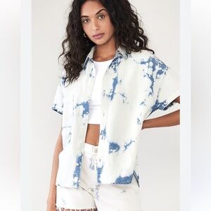 AMO linen blend boxy shirt size M